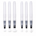 Six refillable water brush pens with three flat tips and three pointed tips.