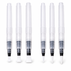 Six refillable water brush pens with three flat tips and three pointed tips.