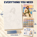 Come to Me paint by numbers kit with numbered canvas, paint pots, three brushes, color reference and painting guide