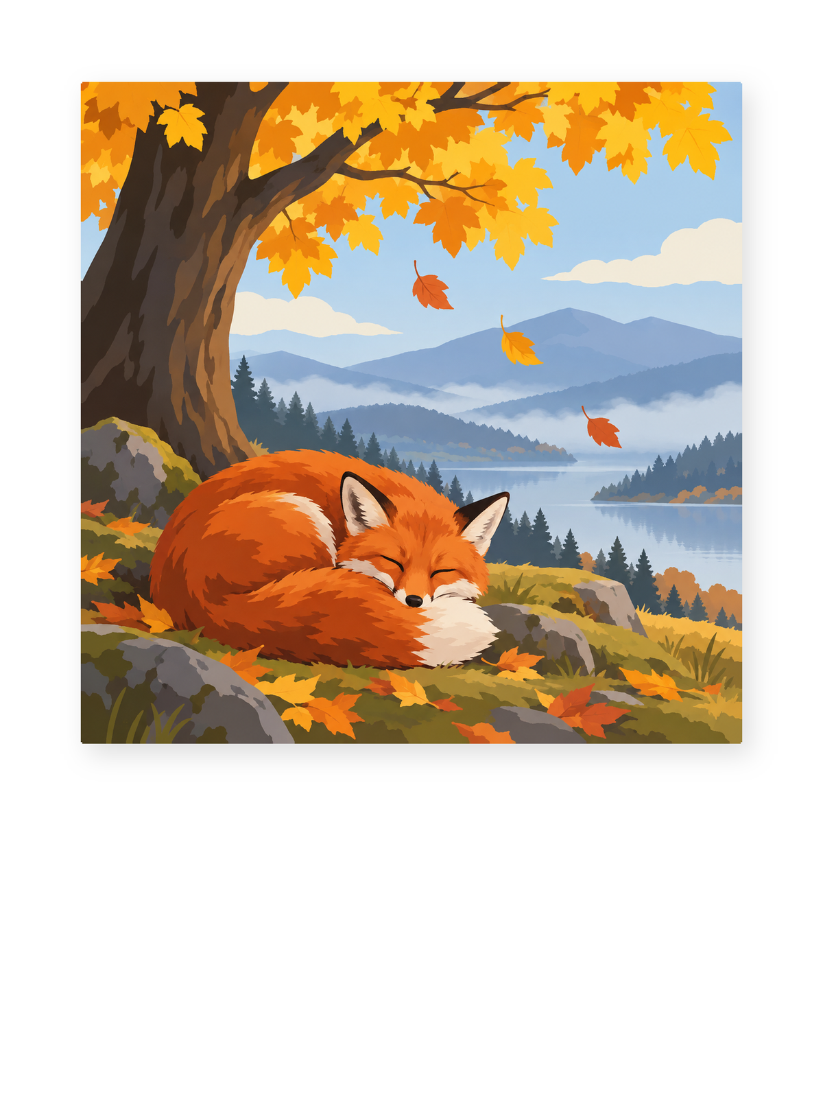 Sleeping Autumn Fox