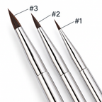 Brush tip close-up labeled #3 on the left, #2 in the middle, and #1 on the right.